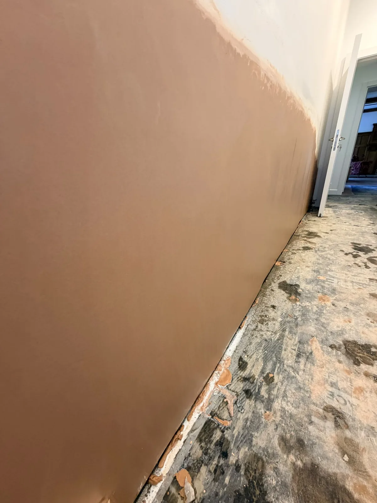 Internal wall after damp treatment and specialist replastering
